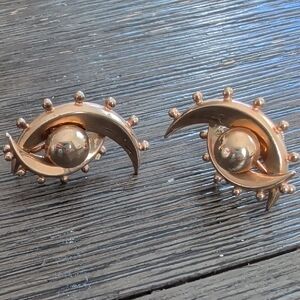 Vintage 1930s Art Deco Gold-Tone Screw Back Earrings